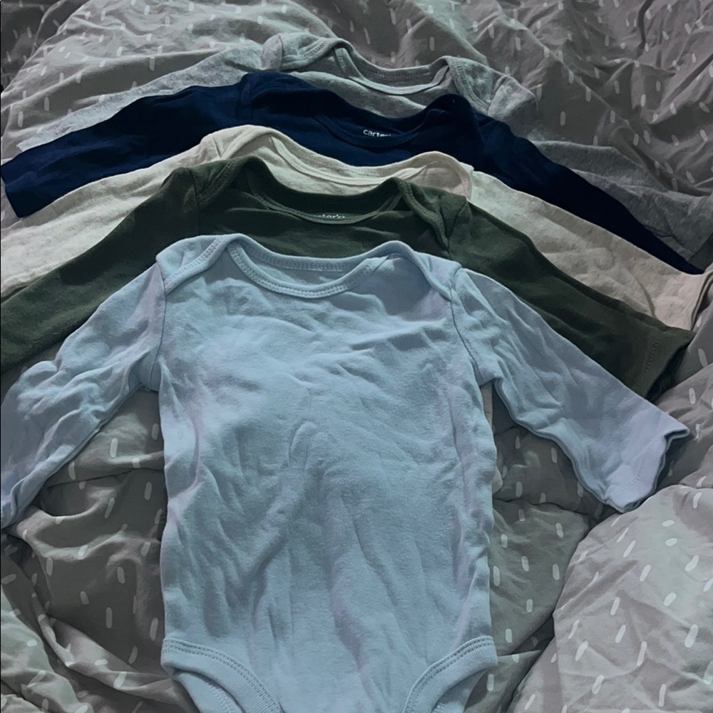 Carter's Assorted Long Sleeve Bodysuits - Blue, Green, Gray, White